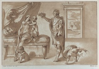 Mars offering a floral wreath to Venus, 1760-90.