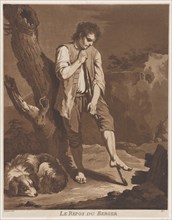 The Shepherds Rest; a young man resting on a stick while his dog lies at his feet, ca. 1757-1804.