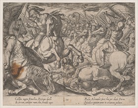 Plate 4: Alexander Battling the Persians, from The Deeds of Alexander the Great, 1608.