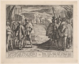 Plate 35: The Batavians Become Afraid and Begin Peace Talks, from The War of the Romans Against the Batavians, 1611.