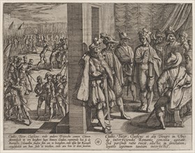 Plate 18: Secret Meeting of Civilis with Other Leaders from Trier, from The War of the Romans Against the Batavians (Romanorvm et Batavorvm societas), 1611.