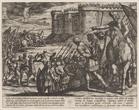 Plate 16: Roman Captives Before the Old Fortress, from The War of the Romans Against the Batavians (Romanorvm et Batavorvm societas), 1611.