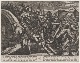 Plate 27: The Dutch During a Surprise Attack of the Roman Camp on the Moselle, from The War of the Romans Against the Batavians (Romanorvm et Batavorvm societas), 1611.