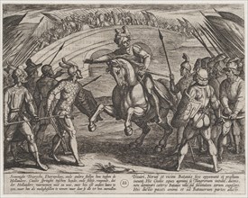 Plate 22: Civilis Separates German and Dutch Troops, from The War of the Romans Against the Batavians (Romanorvm et Batavorvm societas), 1611.