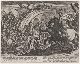 Plate 11: Civilis' Troops Crossing the Maas River, from The War of the Romans Against the Batavians (Romanorvm et Batavorvm societas), 1611.