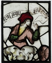Panel with Prophet from a Tree of Jesse Window, British, mid-15th century.