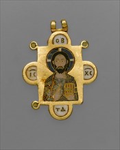 Double-Sided Pendant Icon with the Virgin and Christ Pantokrator, Byzantine, ca. 1100.