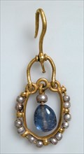 Gold Earring with Pearls and Sapphires, Byzantine, 6th-7th century.