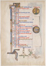 Manuscript Leaf with June Calendar, from a Royal Psalter, British, 13th century.