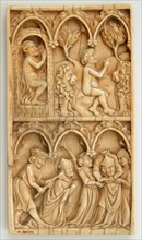 Leaf from a Diptych with two scenes from the Life of a Saint, British, 14th century style - modern copy.