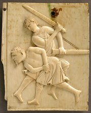 Panel from an Ivory Casket with the Killing of the King of Hazor (Joshua 11), Byzantine, 10th-11th century.