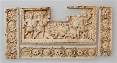 Panel from an Ivory Casket with Scenes of the Story of Joshua, Byzantine, 900-1000.