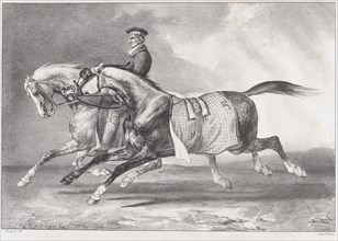 Two Dappled-Grey Horses Being Exercised, 1822.