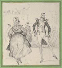 A soldier and a woman dancing, mid-19th century.