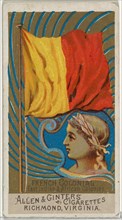 French Colonial East Indian and African Colonies, from Flags of All Nations, Series 2 (N10) for Allen & Ginter Cigarettes Brands, 1890.