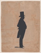 Silhouette of an unknown man in a top hat and tails, 1828-83.