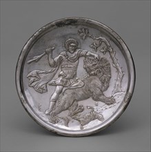 Plate with David Slaying a Lion, Byzantine, 629-630. In order to prove that he can kill Goliath, David describes to Saul how he killed a lion (1 Samuel 17:34-37).