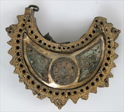 One of a Pair of Crescent-Shaped Earrings with Rosettes, Kievan Rus' or Byzantine, 12th century.