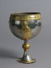 The Attarouthi Treasure - Chalice, Byzantine, 500-650. Youthful Christ. Inscribed in Greek.