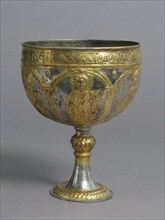 The Attarouthi Treasure - Chalice, Byzantine, 500-650. Youthful Christ. Inscribed in Greek.