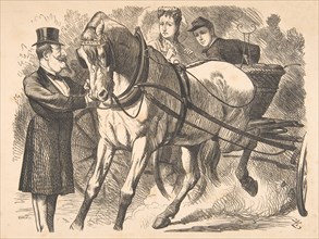 Easing the Curb (Punch, July 24, 1869), 1869. [Emperor Napoleon: "Have no fear, my dears! I shall just drop ze curb a leetel"].
