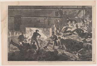 Winter Quarters in Camp - The Inside of a Hut (Harper's Weekly, Vol. VII), January 24, 1863.