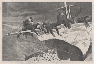 Winter at Sea - Taking in Sail off the Coast (Harper's Weekly, Vol. VIII), January 16, 1869.