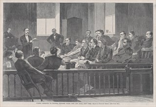 Jurors Listening to Counsel, Supreme Court, New York City Hall, New York (Harper's Weekly, Vol. VIII), February 20, 1869.