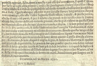 Corona delle Nobili et Virtuose Donne: Libro I-IV, page 2 (verso), 1601.