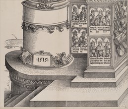 Portraits of Maximilian's Relatives; and the Base of the Left Outer Column with the Date 1515, from the Arch of Honor, proof, dated 1515, printed 1517-18, 1515.