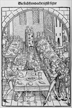 Der Schatzbehalter oder Schrein der waren reichtümer des heils unnd ewyger seligkeit, 1491. [King and queens at a banquet].