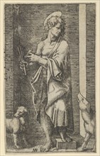 St Lazarus flanked by two dogs