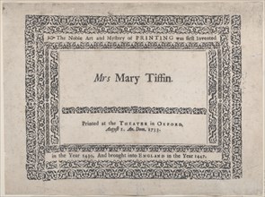 Trade Card for the Theater in Oxford