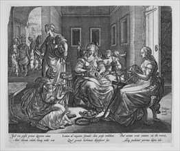 Lucretia and her handmaids spinning