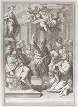 Saint Paul preaching at center