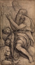 Saint Jerome kneeling before a crucifix