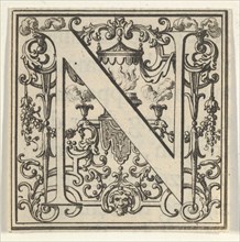 Roman Alphabet letter N with Louis XIV decoration