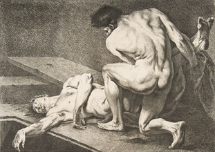 An "Académie": One Man Lifting the Legs of Another Man