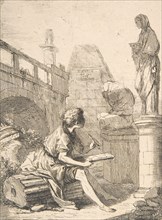 Boy Sketching Ruins