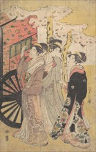Lady in a Court Carriage Viewing Cherry Blossoms