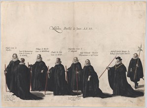 Plate 53: Eight figures marching in the funeral procession of Archduke Albert of Austria; ...