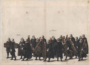Plate 28: Drummers and trumpet players marching in the funeral procession of Archduke Albe...