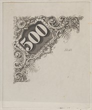 Banknote motif: number 500 in an ornamental frame