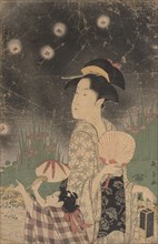 Woman and Child Catching Fireflies