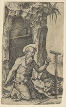 Saint Jerome kneeling before a crucifix