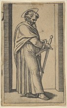 Saint Paul holding a book and a sword facing right