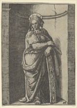 Saint Catherine standing in a niche