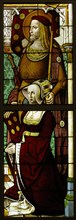 Stained Glass Panel with a Lady and her Patron Saint