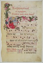 Manuscript Leaf with Initial E