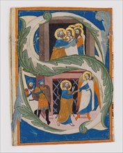 Initial S with Saint Peter Liberated from Prison